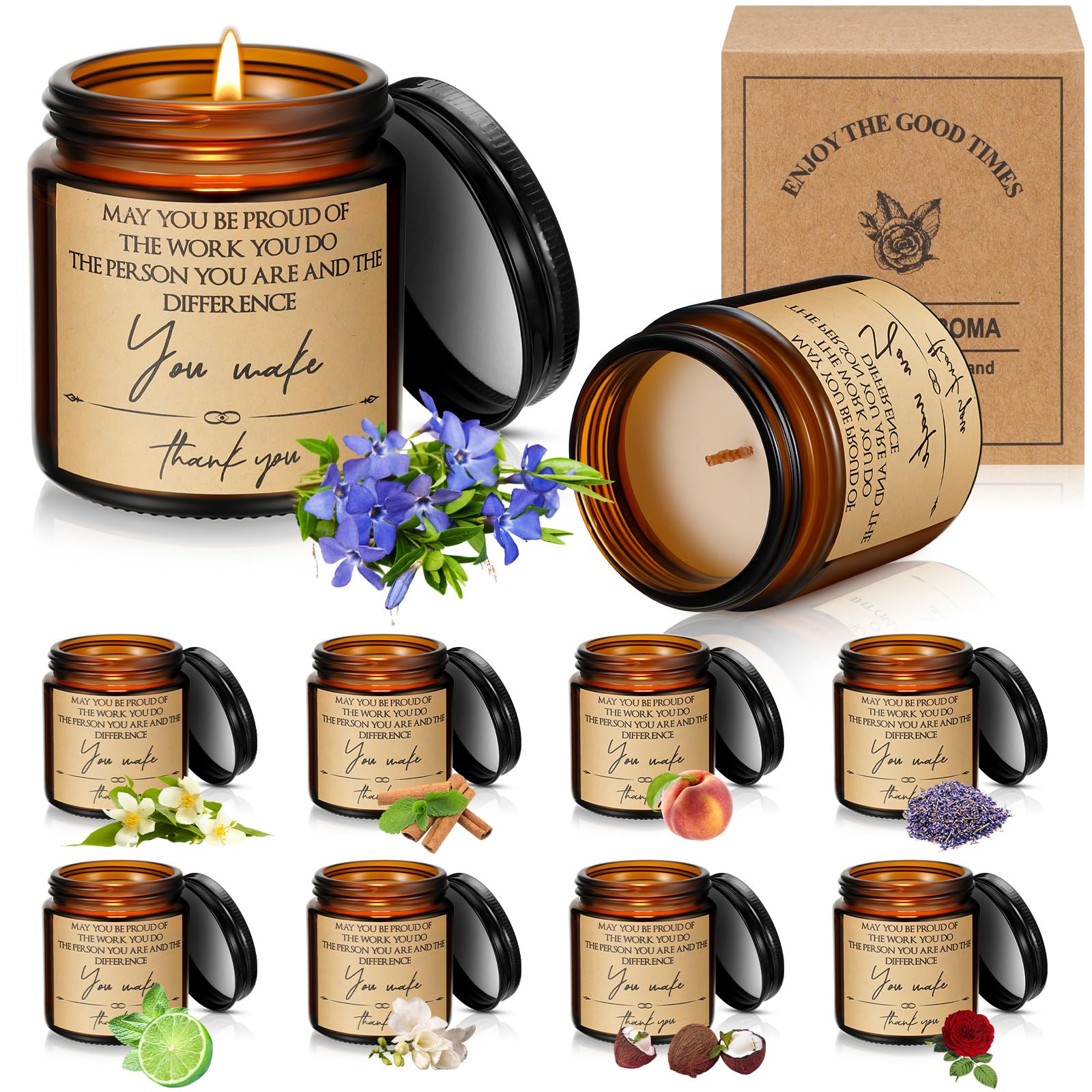MTLEE 18 Pcs Thank You Gifts Candles for Women Employee Appreciation Gifts with Motivational Inspirational Sayings for Teachers 