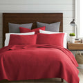 Levtex Home - Cross Stitch Chile Red Quilt Set - 100% Cotton - Full/Queen Quilt (88X92In.) + 2 Standard Shams (26X20In.) - Rever
