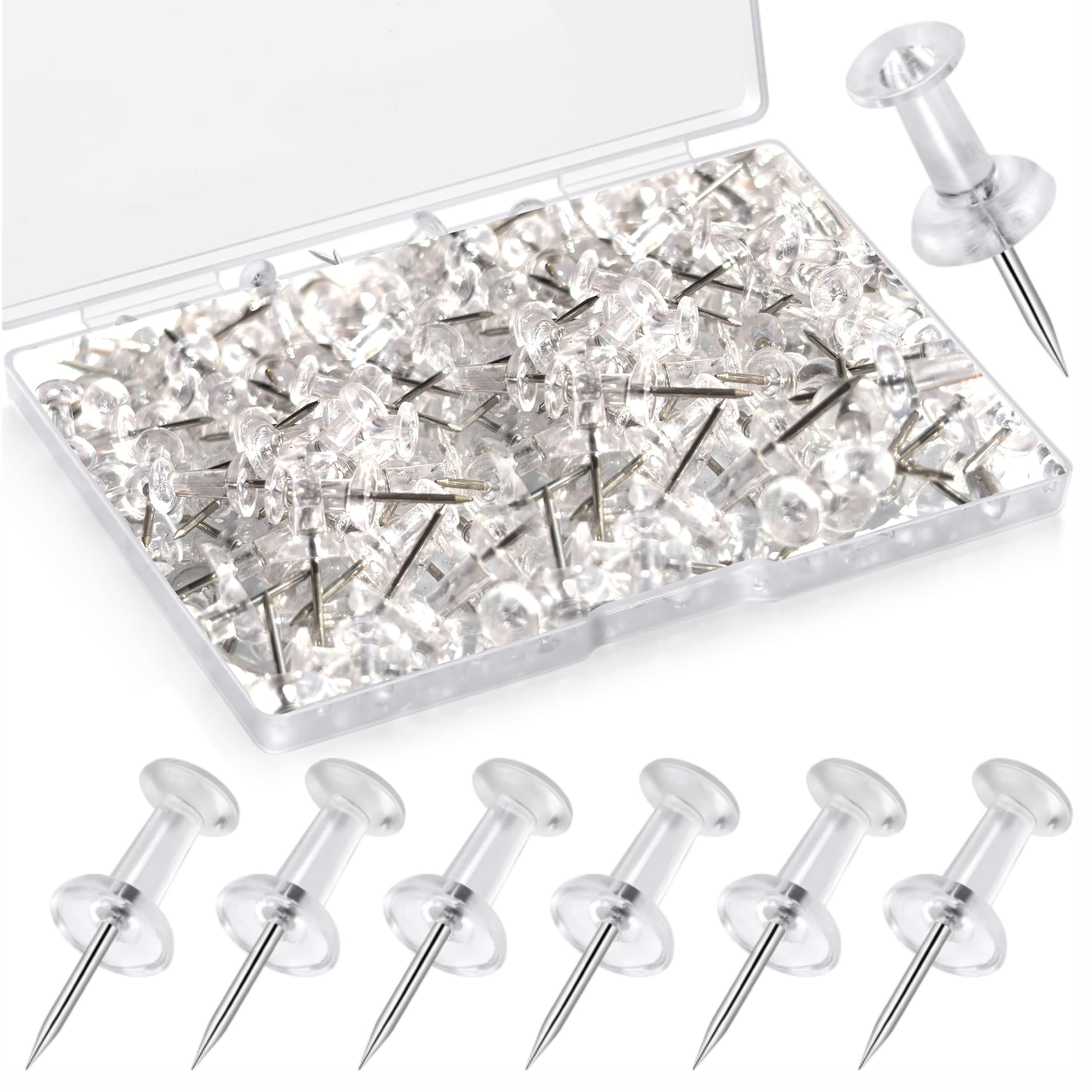 Yajnas Transparent Decorative Push Pins For Notice Boards, Soft Boards, Display Boards For Office, Home, School & Shop (100 Pins