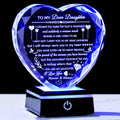 YWHL Gifts for Daughter with Colorful LED Base Best Daughter Birthday Gifts from Mom Dad Heart Crystal to My Daughter Gift on Ch