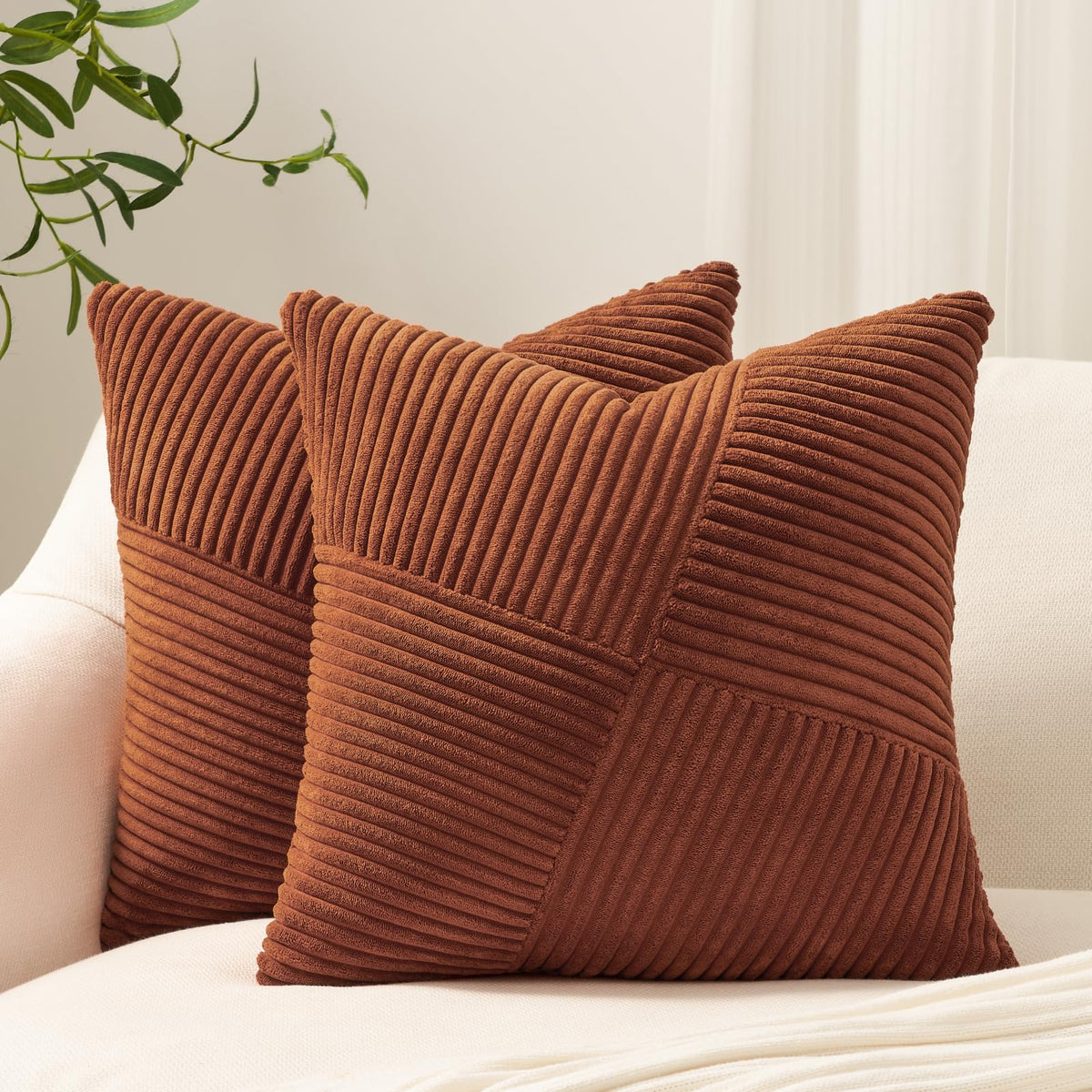 Topfinel Set Of 2 Decorative Terracotta Throw Pillow Covers 26X26 Inch For Couch Sofa Bed, Rustic Farmhouse Boho Home Decor, Sof