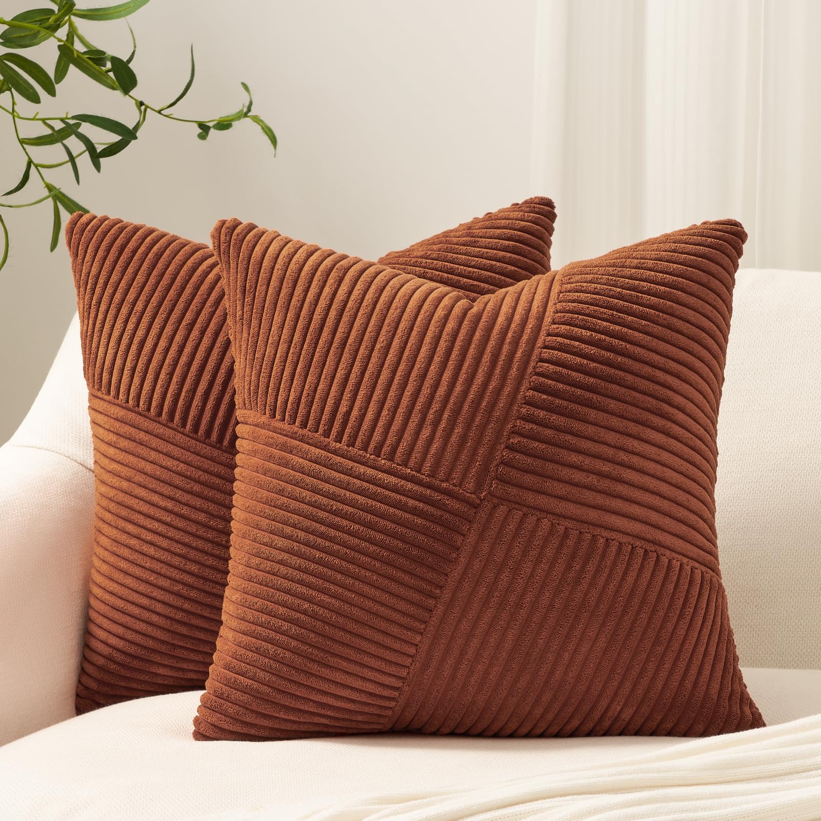 Topfinel Set Of 2 Decorative Terracotta Throw Pillow Covers 26X26 Inch For Couch Sofa Bed, Rustic Farmhouse Boho Home Decor, Sof