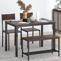 SogesGame Dining Table Set for 4, 43 Dining Room Table with Bench and 2 Chairs, 4 Pieces Modern Kitchen Table Set for Breakfast 