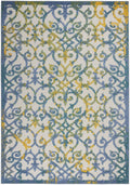 HomeRoots Ivory Blue 100% Polypropylene 5’ x 7’ Ivory and Blue Indoor Outdoor Area Rug
