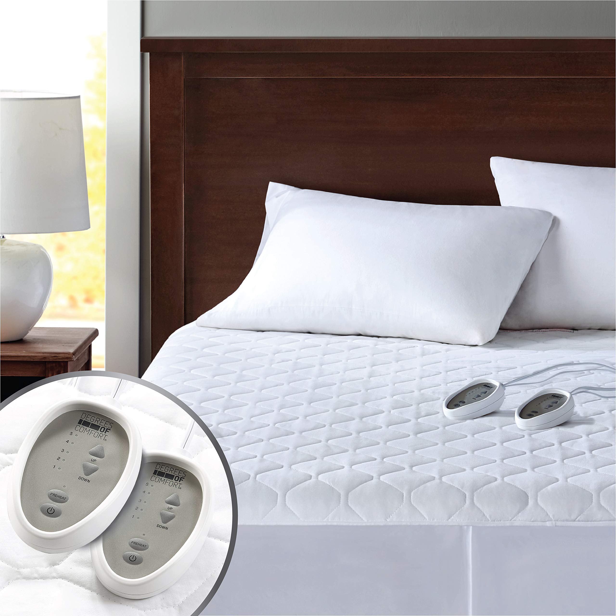Heated Mattress Pad King Size| Dual Control | Electric Bed Warmer W/Adjustable Zone Heating | Fit Up To 15 Inch | 12.5Ft Long Co
