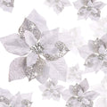 WILLBOND 36 Pieces Christmas Glitter Poinsettia Artificial Flowers Christmas Flowers Decorations Wedding Xmas Tree New Year Orna