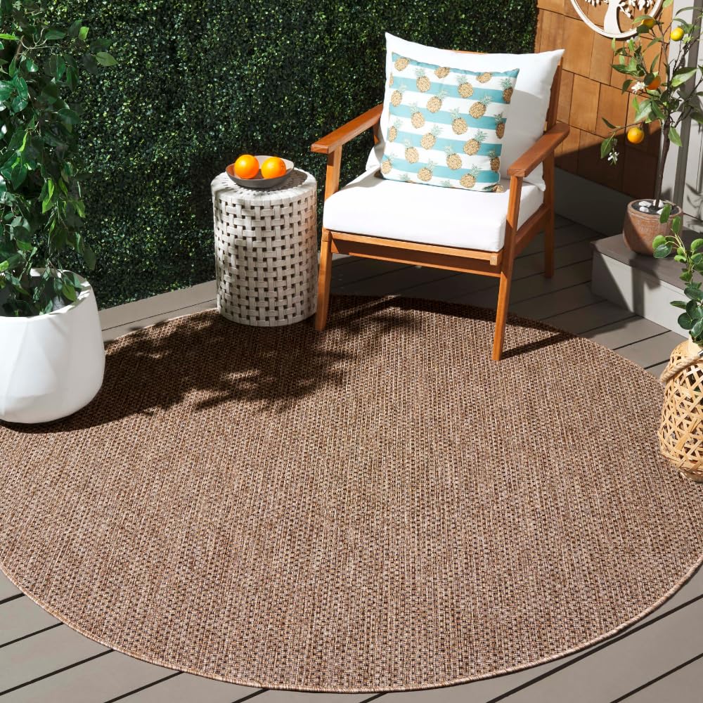 Safavieh Courtyard Collection Area Rug - 10' Round, Aqua & Grey, Non-Shedding & Easy Care, Indoor/Outdoor & Washable-Ideal For Patio, Backyard, Mudroom (Cy8521-37312)