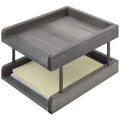 Mygift 2-Tier Rustic Gray Wood Paper File Organizer In And Out Tray/Office Desktop Document Holder Rack