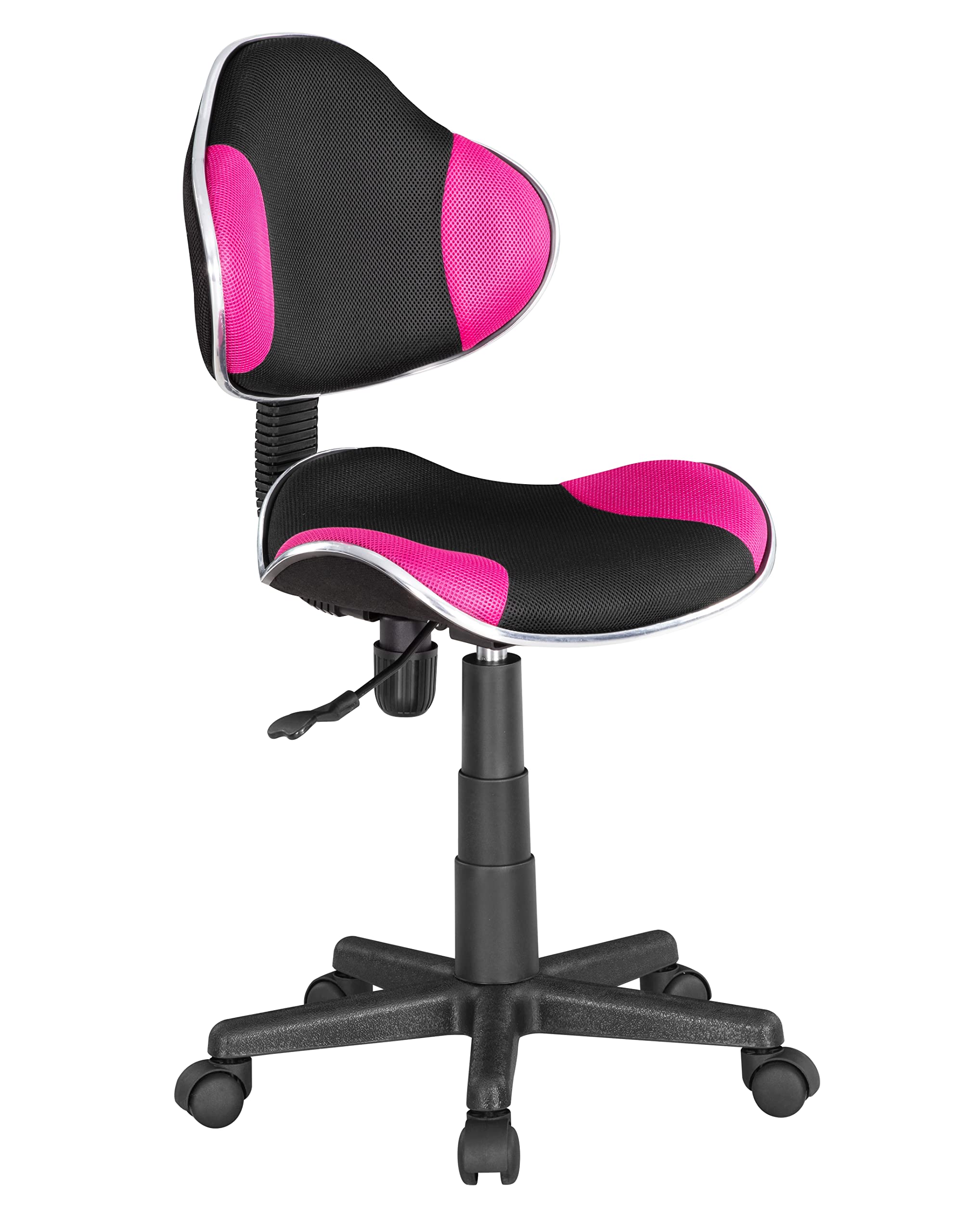 Jjs Home Office Low Back Computer Executive Chair, Ergonomic Mesh Chair With Extra Large Base And Pads, Black/Pink