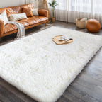 KCHOWUA 3x5 Cream Thick Fluffy Fuzzy Cute Area Rugs for Girls Bedroom,Machine Washable Off White Furry Plush Small Carpet for Li