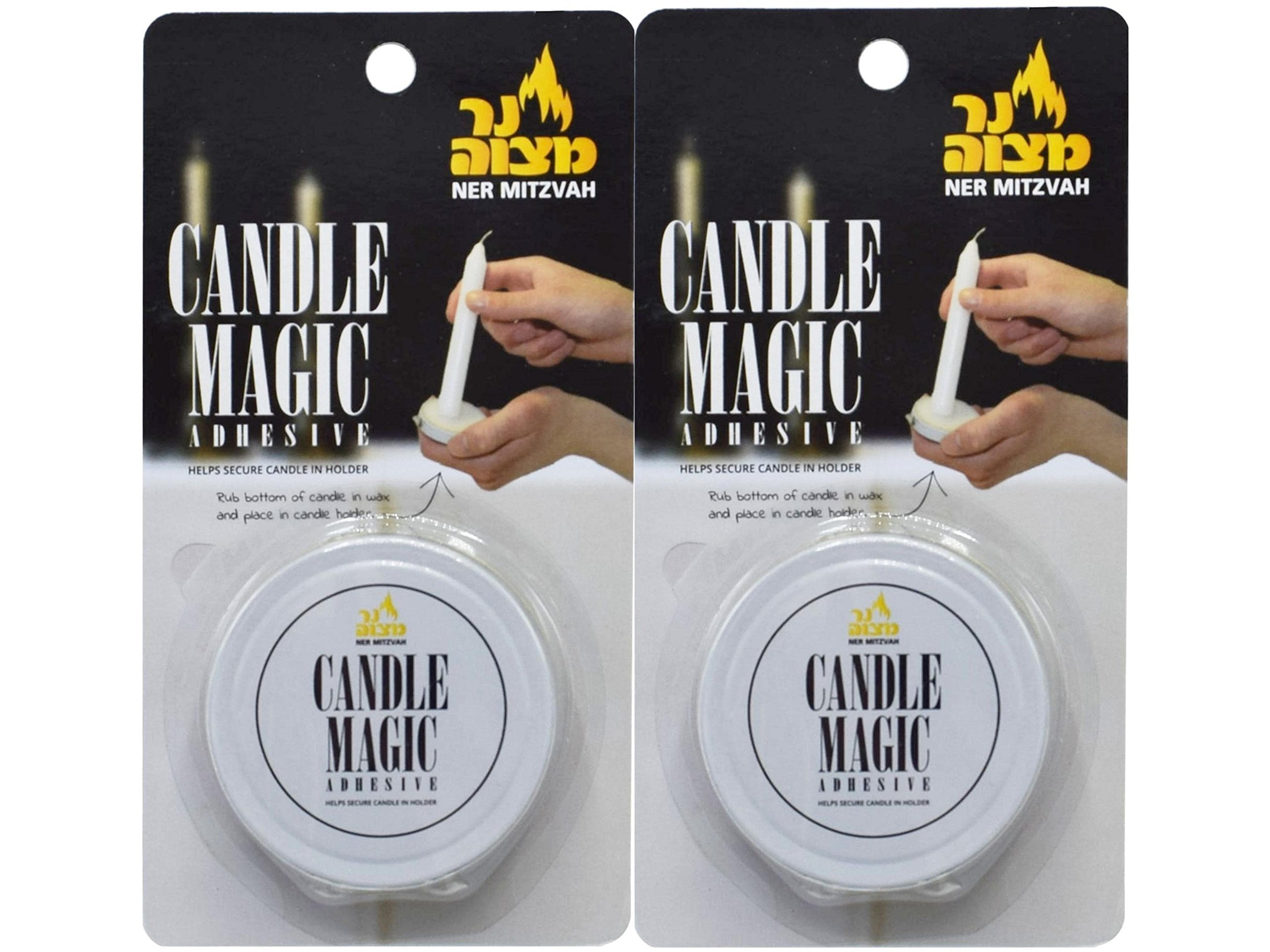 Ner Mitzvah Candle Magic - Candle Wax Adhesive - Candle Glue - Helps Secure Candles in Holder - 2 Pack