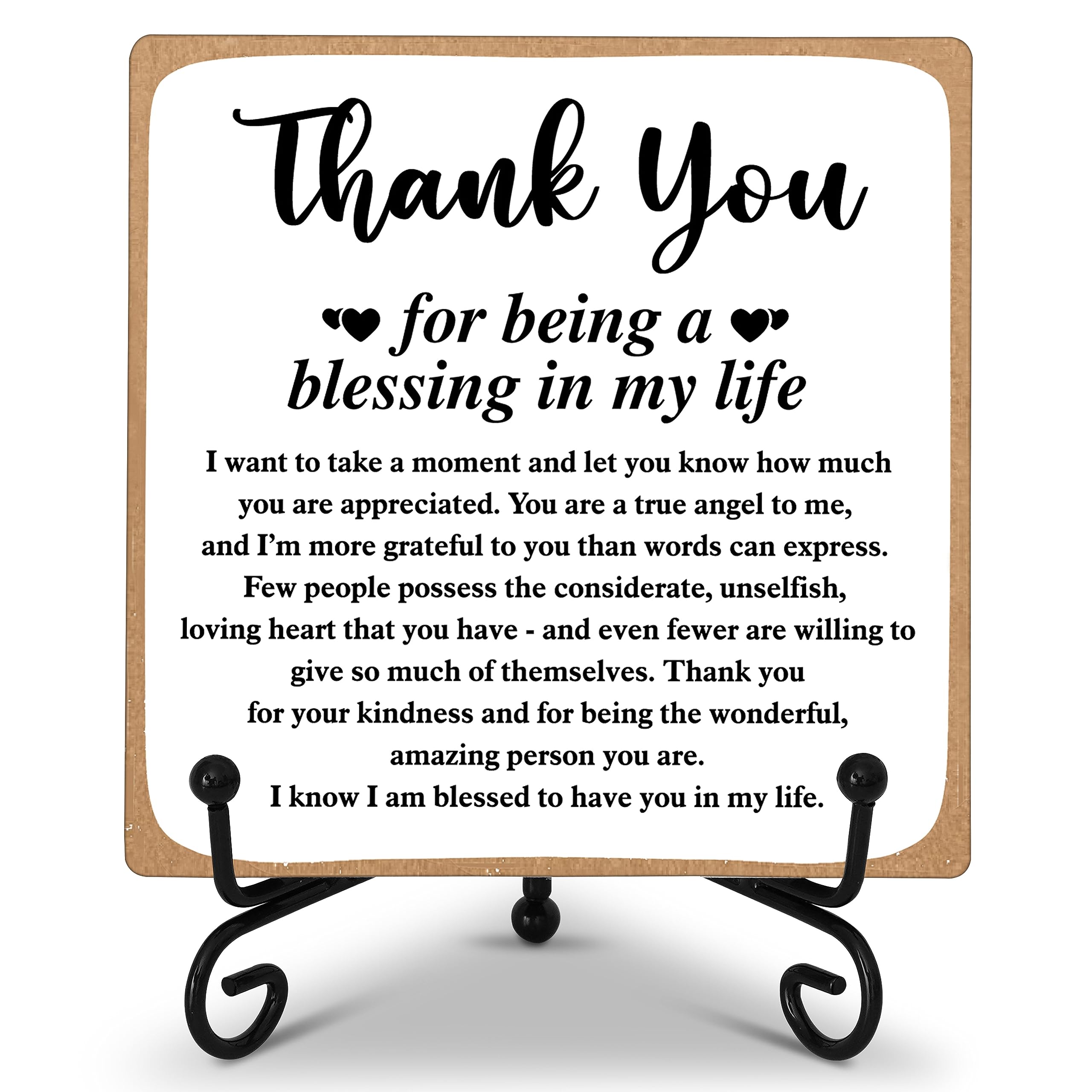 Thank You Gifts for Women Men Friends Mom, Thank You for Being A Blessing in My Life Wooden Plaque with Stand, Thanksgiving Day 