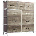 Wlive 9-Drawer Dresser, Fabric Storage Tower For Bedroom, Hallway, Nursery, Closet, Tall Chest Organizer Unit With Fabric Bins, Steel Frame, Wood Top, Easy Pull Handle, Greige
