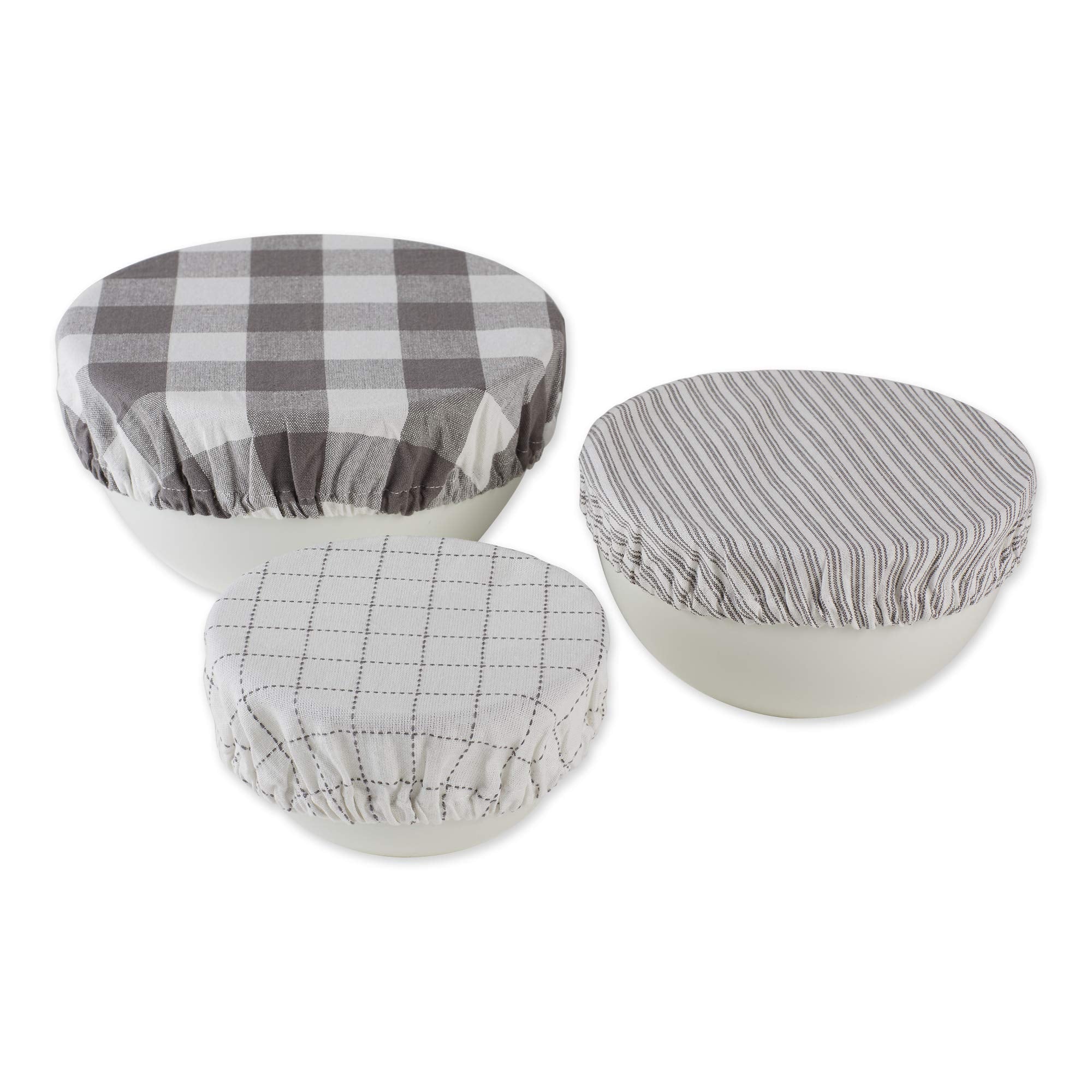 DII Reusable Cloth Bowl Cover Collection Machine Washable, Cotton with Elastic Stretch for Food Storage, 10.25/8.25/7.5 Diameter