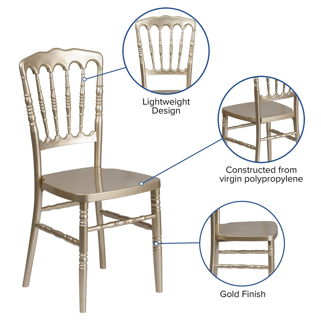 Flash Furniture HERCULES Series Gold Resin Stacking Napoleon Chair