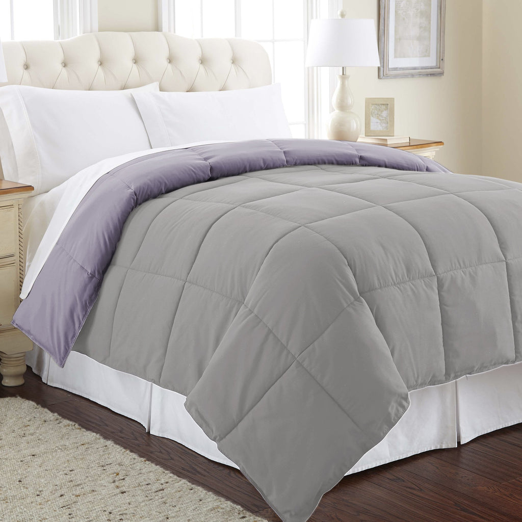 Modern Threads Down Alternative Microfiber Quilted Reversible Comforter & Duvet Insert - Soft, Comfortable Alternative To Goose Down - Bedding For All Seasons Amethyst/Silver Twin