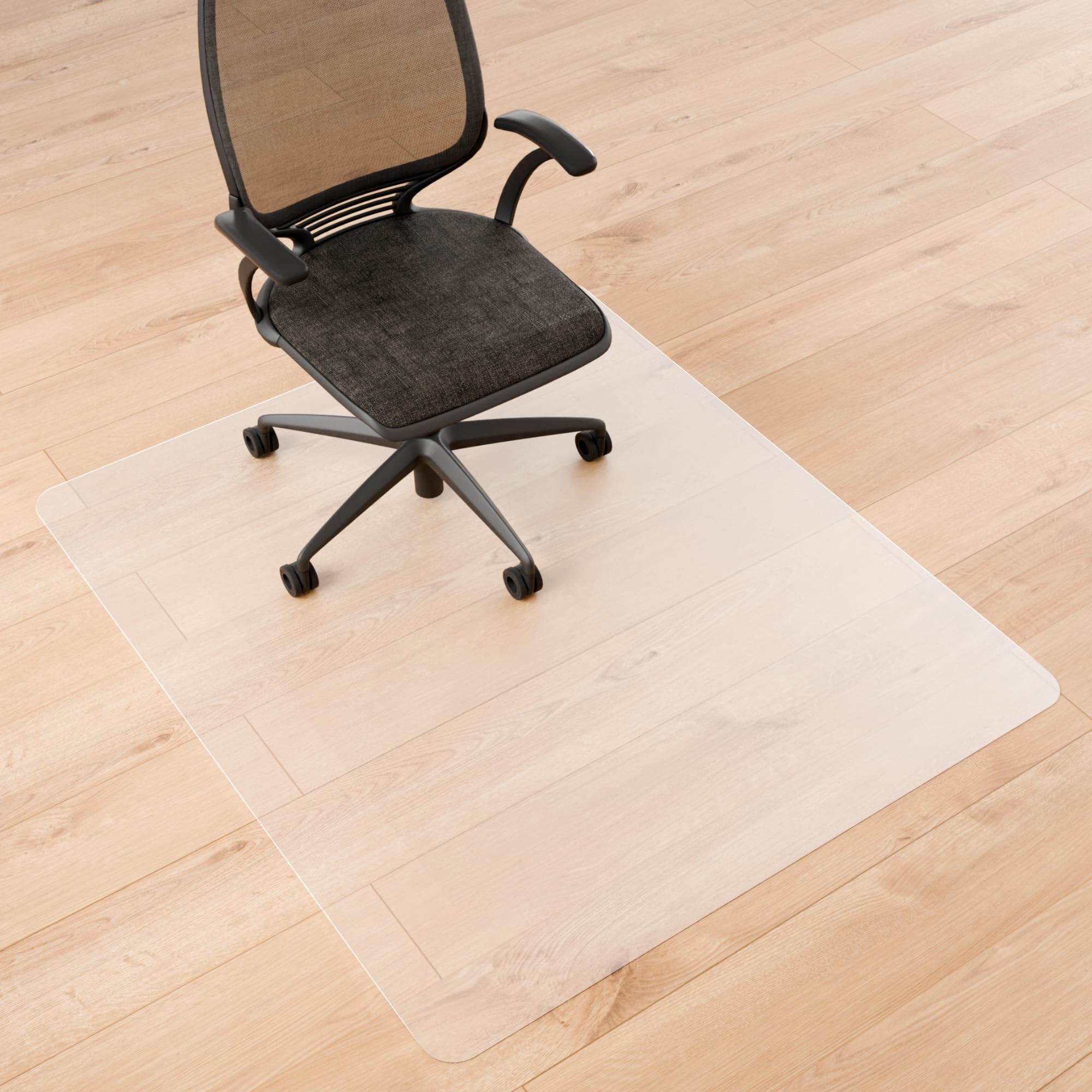 Naturei Office Chair Mat For Hard Floors- 53' X 45', Desk Floor Mat For Rolling Chairs, Clear Plastic Chair Mat, Easy Glide, U