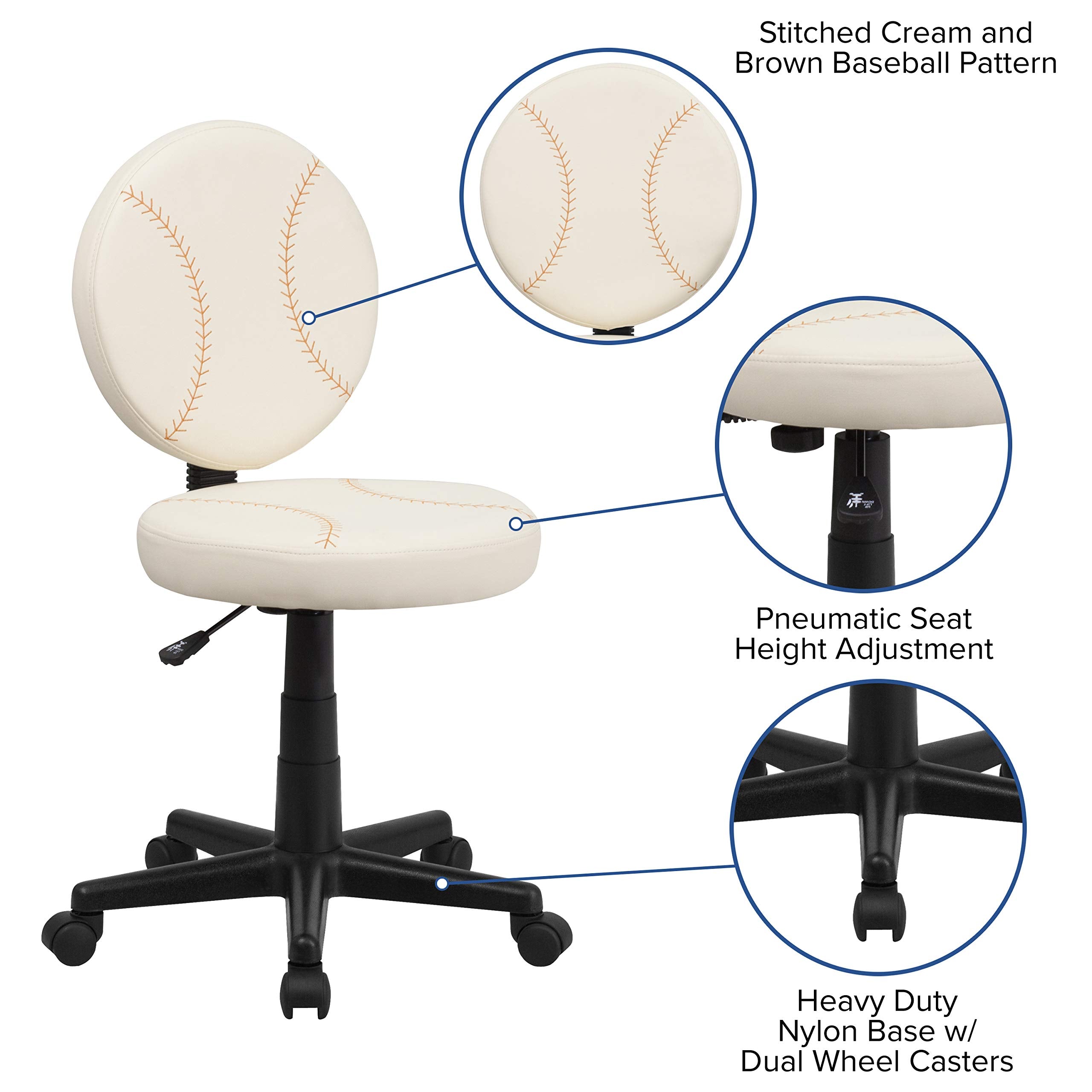 Flash Furniture Jonathan Baseball Swivel Task Office Chair - Thumbnail 3