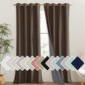 NICETOWN Coffee Vintage Linen 100% Blackout Curtains for Living Room, Thermal Insulated Curtains 102 Long, Noise Reducing Window