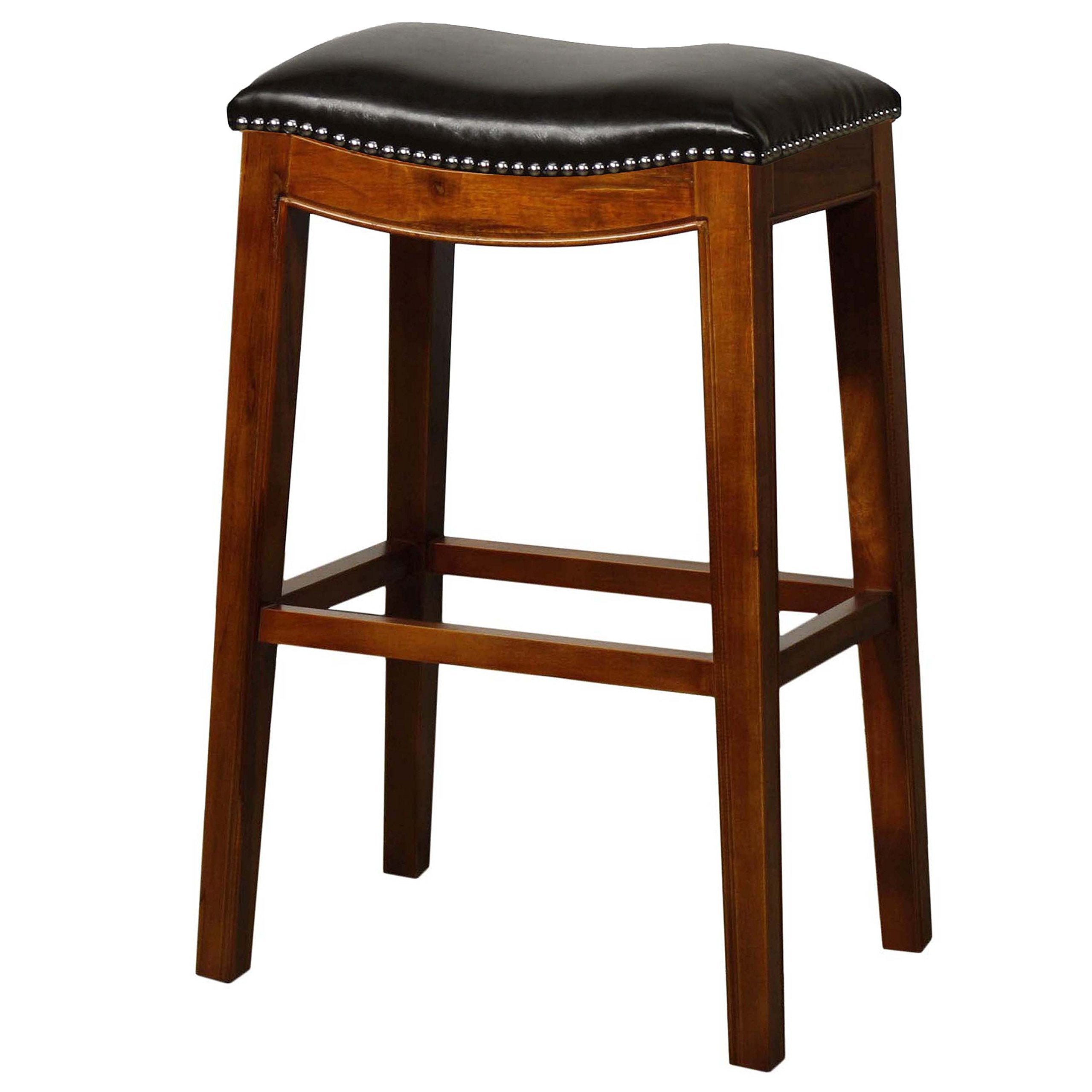 New Pacific Direct Elmo Bonded Leather Bar Stool, Black