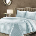 Tribeca Living Velvet Twin Quilt Set, Two-Piece Box Stitch Bedding Set Includes One Oversized Quilt & One Sham Pillowcase, 260Gs