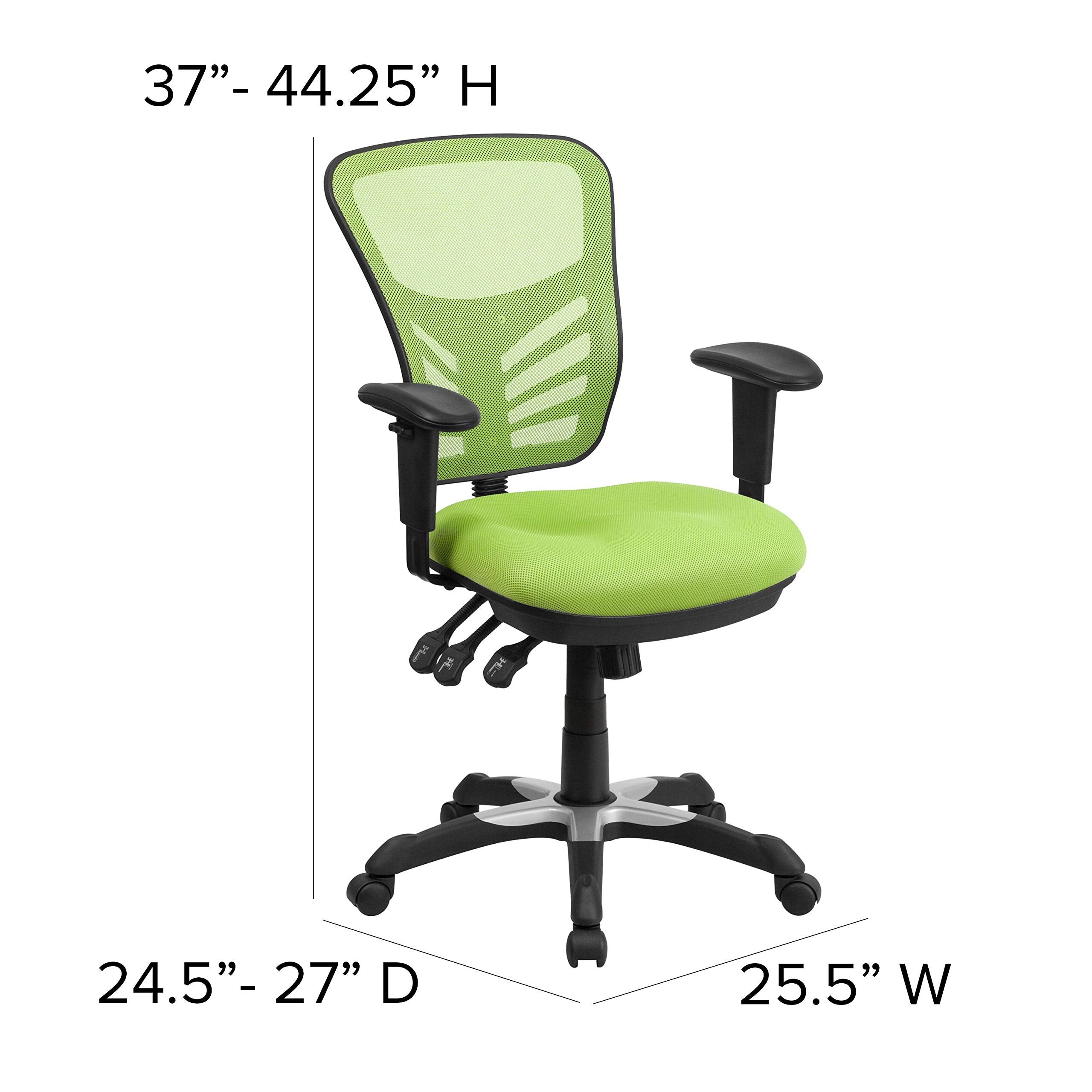 Flash Furniture Nicholas Mid-Back Swivel Office and Gaming Chair, Ergonomic Mesh Office Chair with Adjustable Lumbar Support and Height, Green