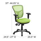 Flash Furniture Nicholas Mid-Back Swivel Office and Gaming Chair, Ergonomic Mesh Office Chair with Adjustable Lumbar Support and Height, Green