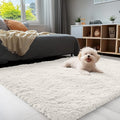 OLANLY 3x5 Machine Washable Small Bedside Rug, Soft Fluffy Shaggy Rugs for Living Room, Bedroom, Indoor Floor Carpet for Kids Gi