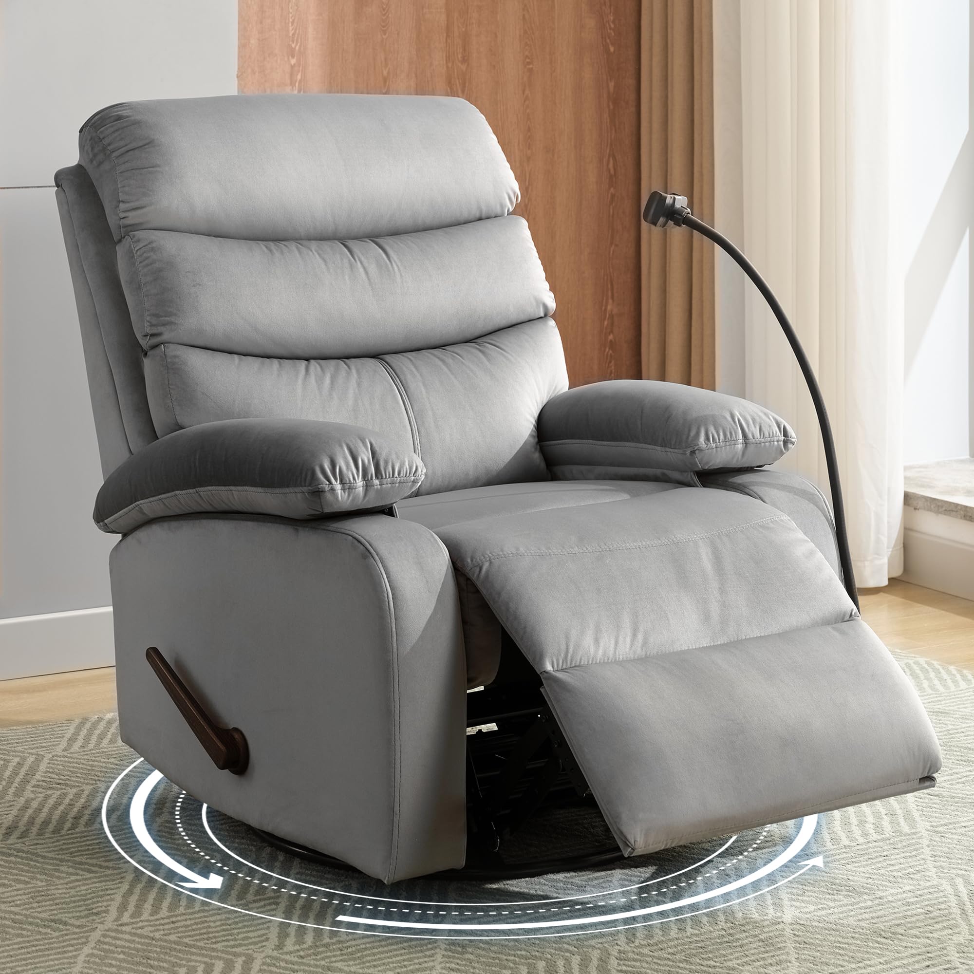 Gnmlp2020 Swivel Rocker Recliner Chair For Adults, Rocking Recliner Chair, Manual Small Recliners For Small Spaces, Living Room,