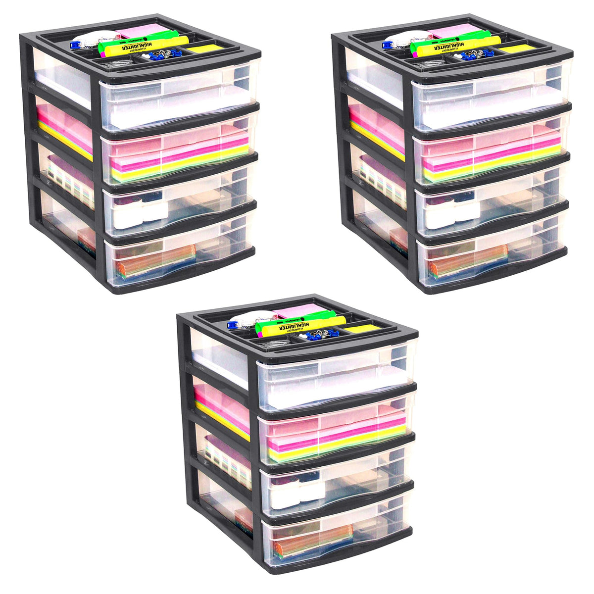 Gracious Living 4 Drawer Desktop & Countertop Organizer w/Organization Lid for Craft Storage, Office Supplies & School Supplies,