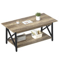 GreenForest Coffee Table Large 43.3 x 23.6 inch Rustic Farmhouse with Storage Shelf for Living Room, Easy Assembly, Grey WASH