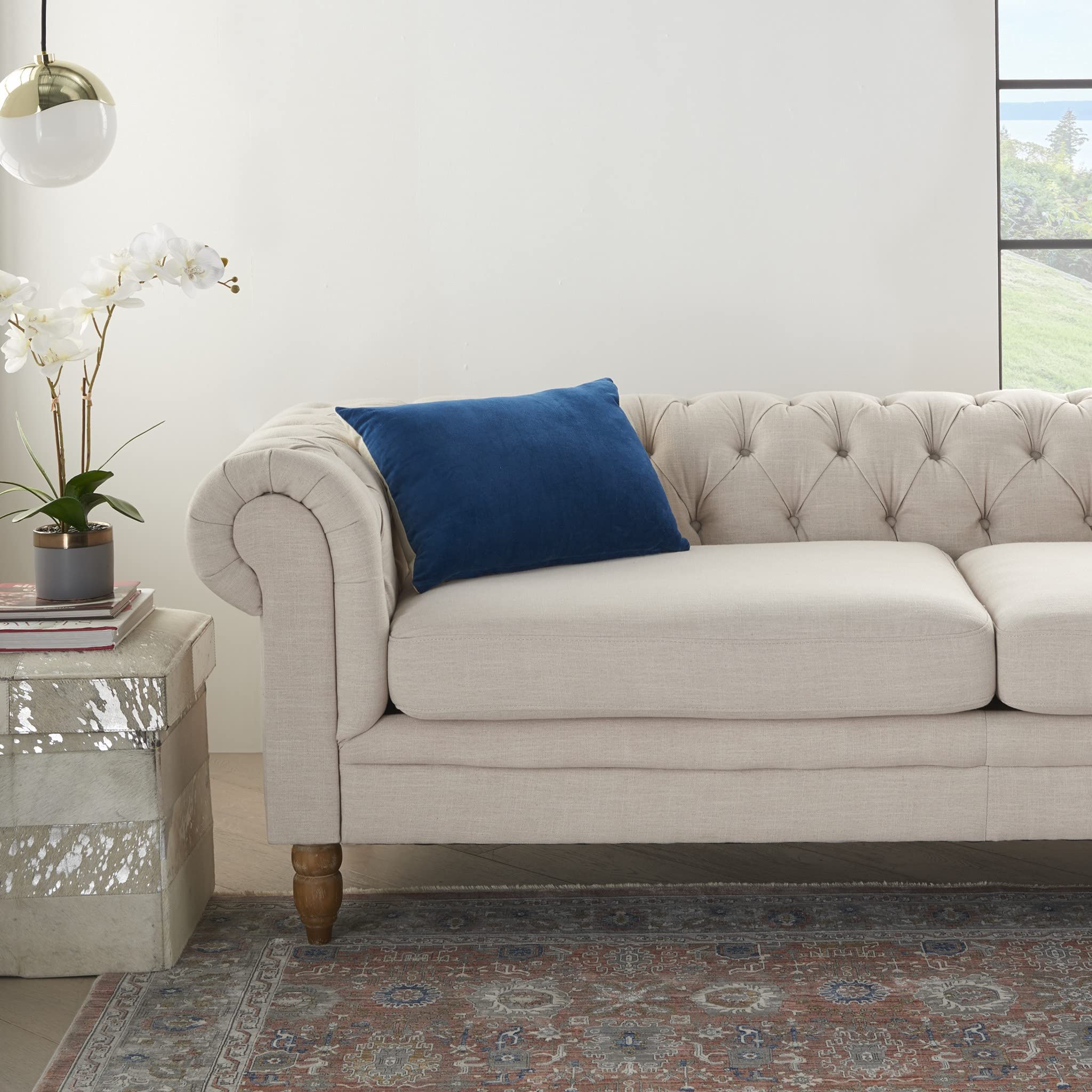 HomeRoots 100% Cotton Solid Navy Blue Casual Throw Pillow