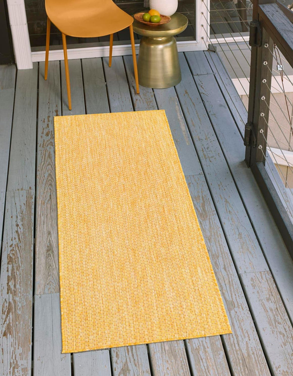 Unique Loom Collection Casual Transitional Solid Heathered Indoor/Outdoor Flatweave Area Rug (2' 7'' X 12' Runner, Corn Harvest