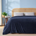 Newcosplay Super Soft Queen Blanket Dark Navy Premium Silky Flannel Fleece Leaves Pattern Lightweight Bed Blanket All Season Use