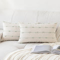 Yeenaasy Boho Throw Pillow Covers12X20 Set Of 2 Modern Farmhouse Decorative Cushion Case Tufted Linen Square Pillow Cover Neutra