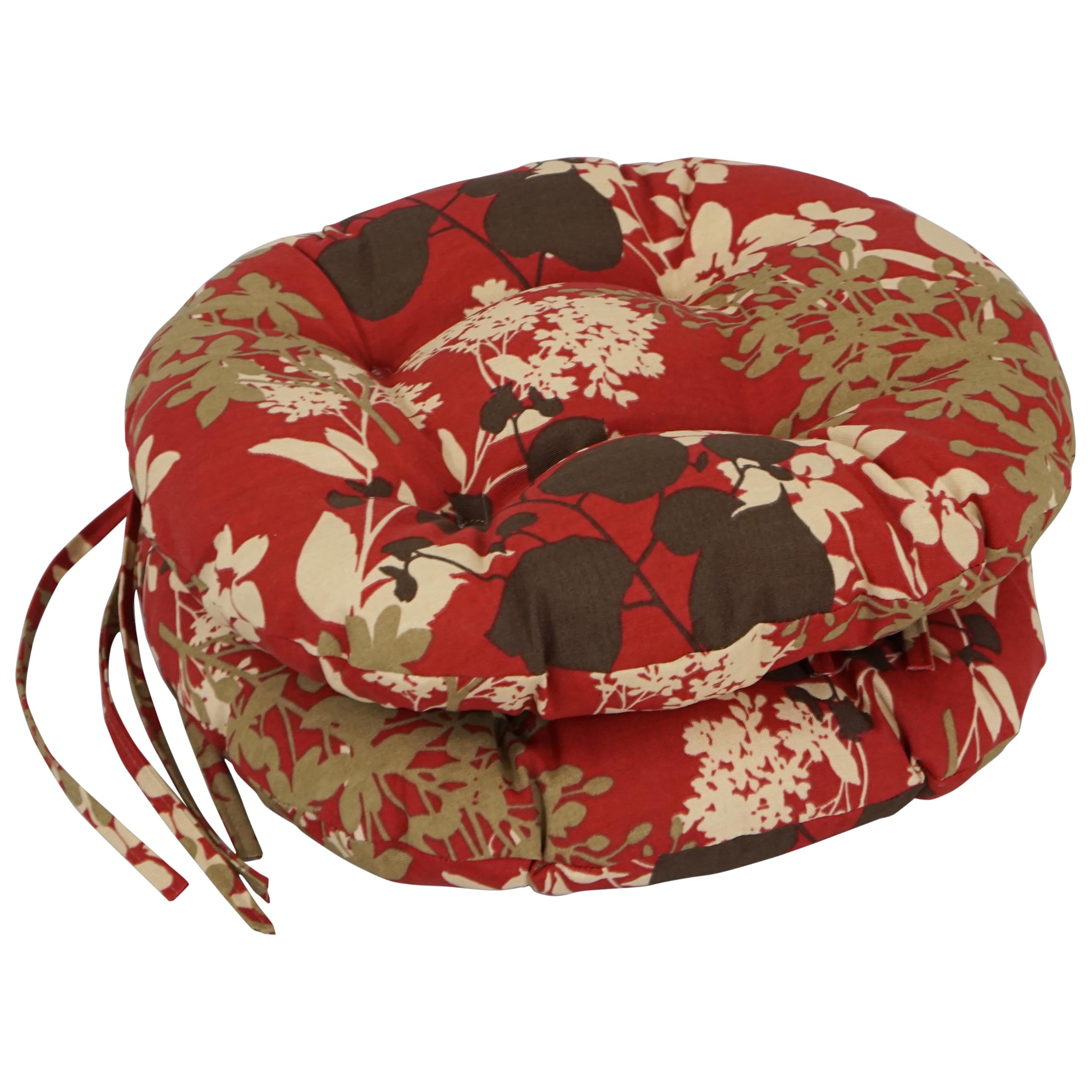 Blazing Needles 16-Inch Outdoor Round Chair Cushion, 16' X 16', Montfleuri Sangria 2 Count
