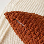 Kevin Textile Throw Pillow Covers Soft Corduroy Decorative Set Of 2 Boho Striped Pillow Covers Pillowcases Farmhouse Home Decor For Couch Bed Sofa Living Room 18X18 Inch Rust Brown