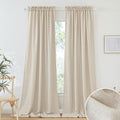 RYB HOME Linen Sheer Curtains Extra Long Farmhouse Bedroom Sliding Door, Beige, W 52 x L 120, 2 Panels