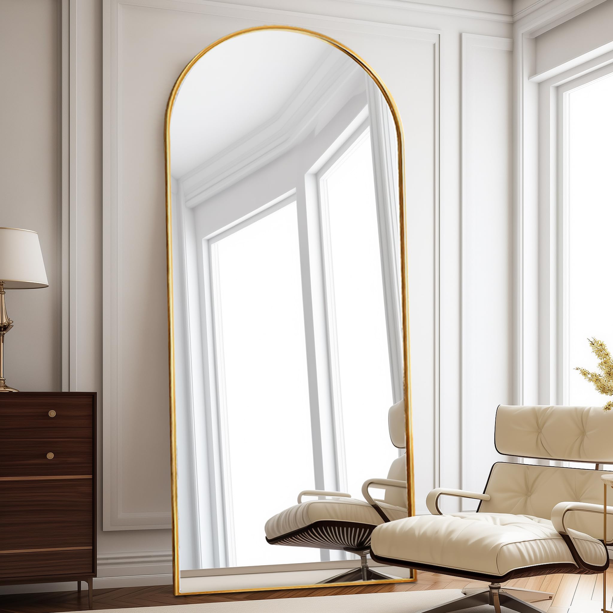 ZMYCZ Floor Length Mirror, 76''x34'' Arch Full Length Mirror, Mirror Full Length Hanging or Leaning, Body Mirror with Stand, Wal
