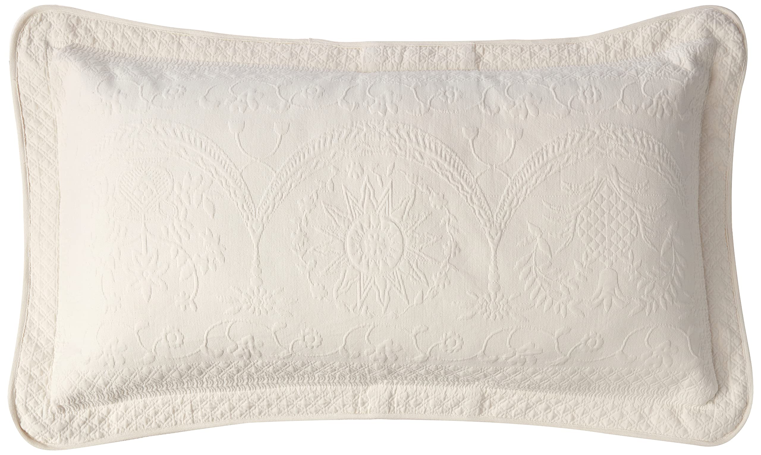 Historic Charleston King Charles Modern Farmhouse Floral Matelasse Decorative Pillowcase, King Sham (20' X 36'), Ivory