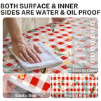 Britown Birds Picnic Table Cover With Bench Covers, Red Checkered Fitted Rectangle Table Cover, Outdoor Patio Camping Essentials