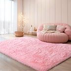 Kchowua 4X6 Pink Thick Fluffy Shag Rugs For Bedroom Girls,Machine Washable Soft Shaggy Fuzzy Throw Cute Small Area Rug For Livin