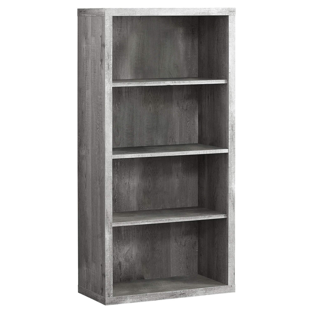 Monarch Specialties Bookcase - Sturdy Etagere with 3 Adjustable Book Shelves - 48”H (Grey)