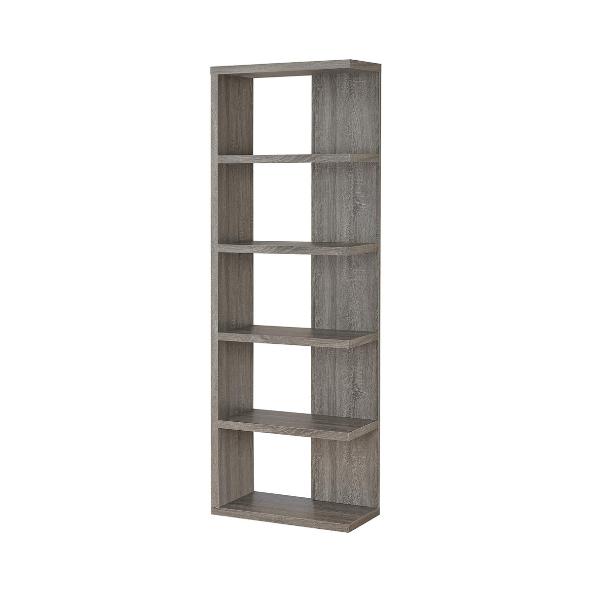 Coaster Home Furnishings 5-Tier Semi-Backless Bookcase Weathered Grey, 11.5&quot;&quot; D X 23.5&quot;&quot; W X 70.75&quot;&quot; H (800553)