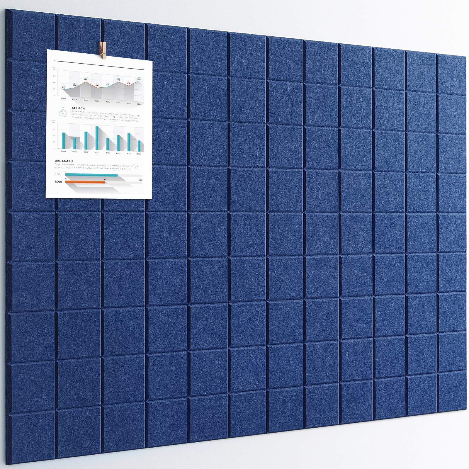 Large Cork Board, 12 Pack Felt Wall Tiles With Safe Removable Adhesive, Bulletin Board For Office, Pin Tack Corkboard For Quilti