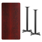 Flash Furniture Stiles 30'' x 60'' Rectangular Mahogany Laminate Table Top with 22'' x 22'' Bar Height Table Bases