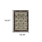 HomeRoots 509967 9 x 12 ft. Stone & Red Oriental Power Loom Stain Resistant Rectangle Area Rug