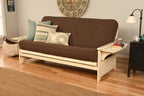 Kodiak Furniture Phoenix Futon With Linen Fabric Mattress In White/Cocoa Brown