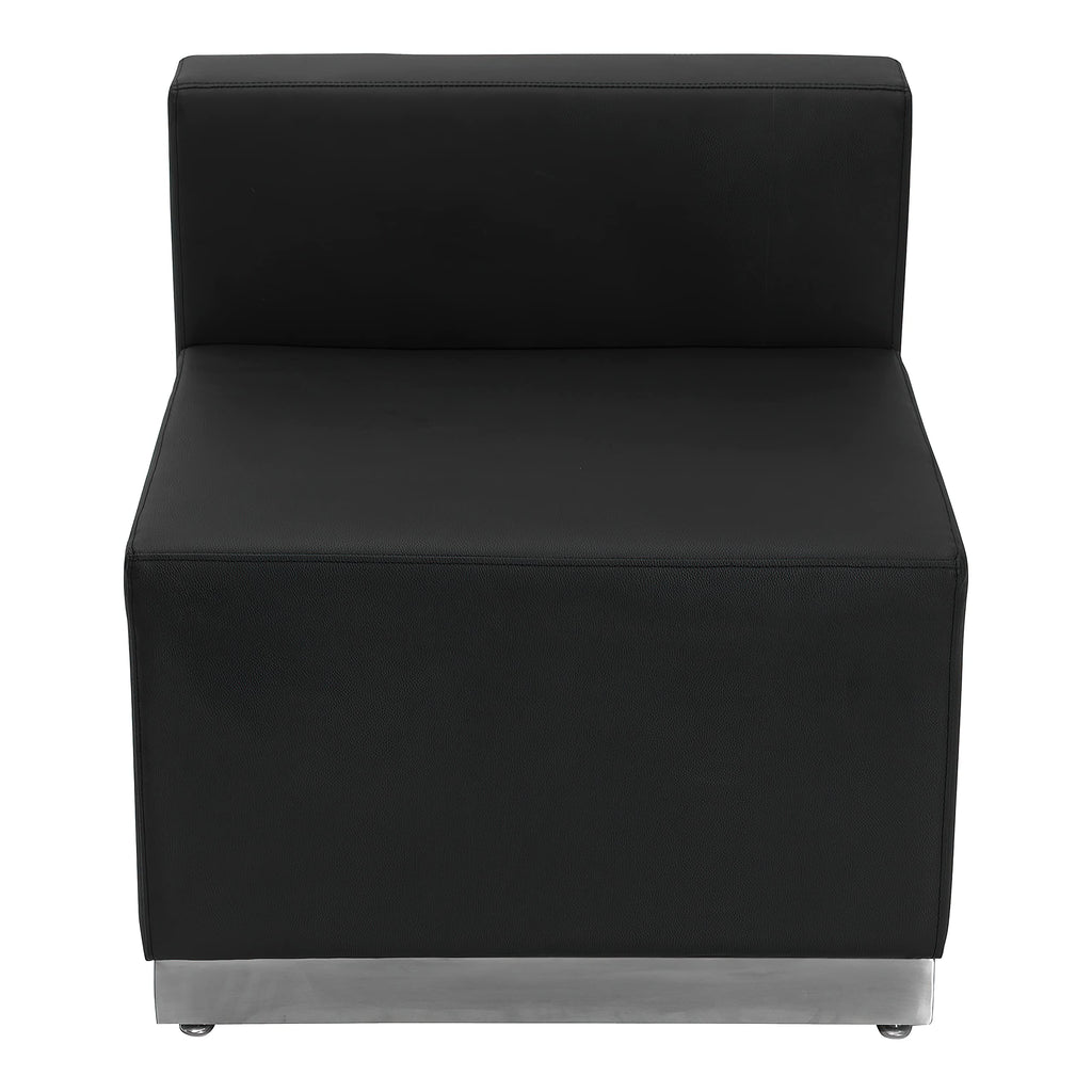 Flash Furniture HERCULES Alon Series Black LeatherSoft Chair with Brushed Stainless Steel Base