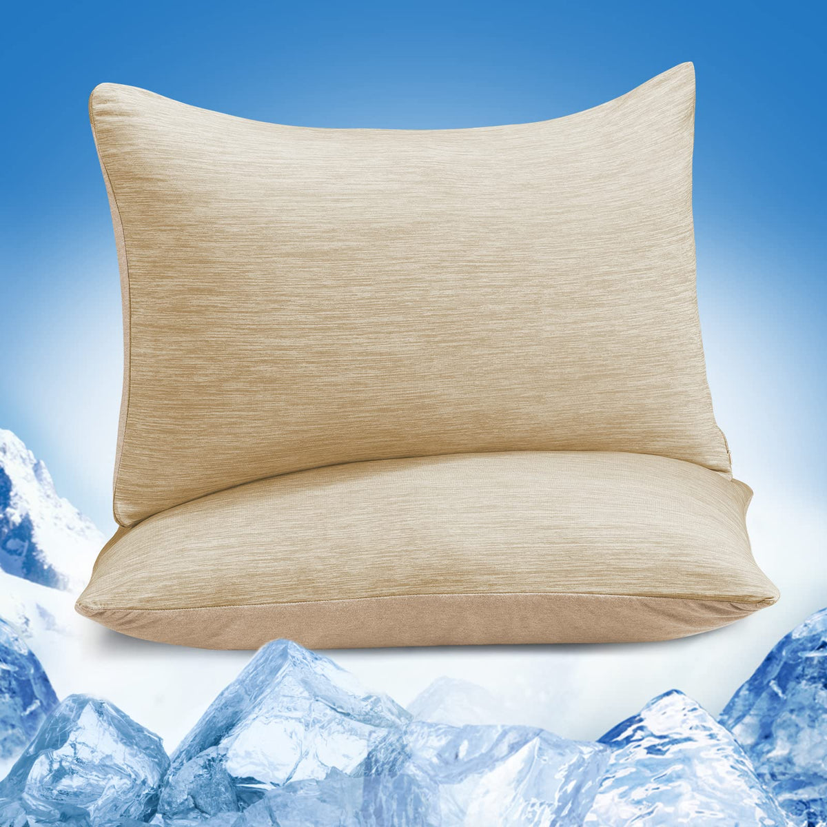Marchpower Cooling Pillowcase King Size For Hot Sleepers, Japanese Arc-Chill Cooling Pillow Cases Double Design 2 Pack, Zipperd